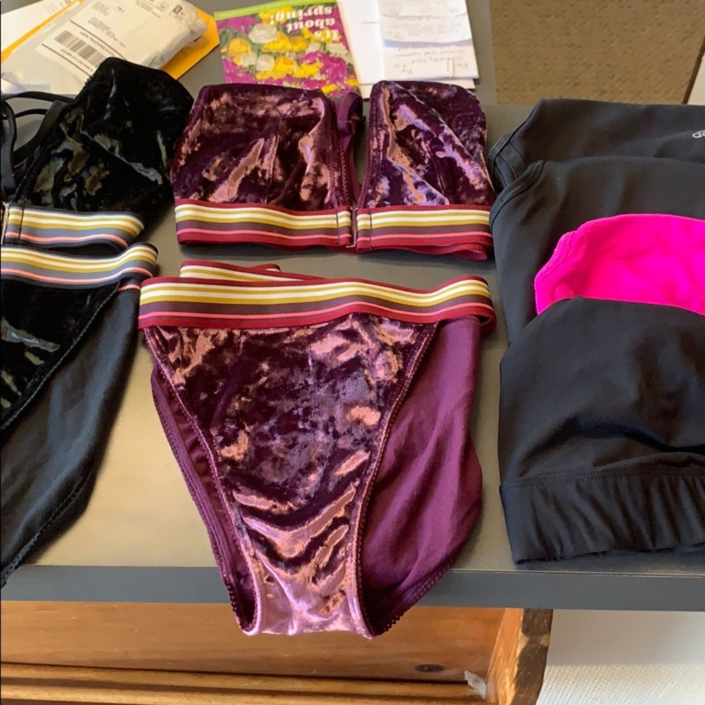 Purple velvet bra and pants set